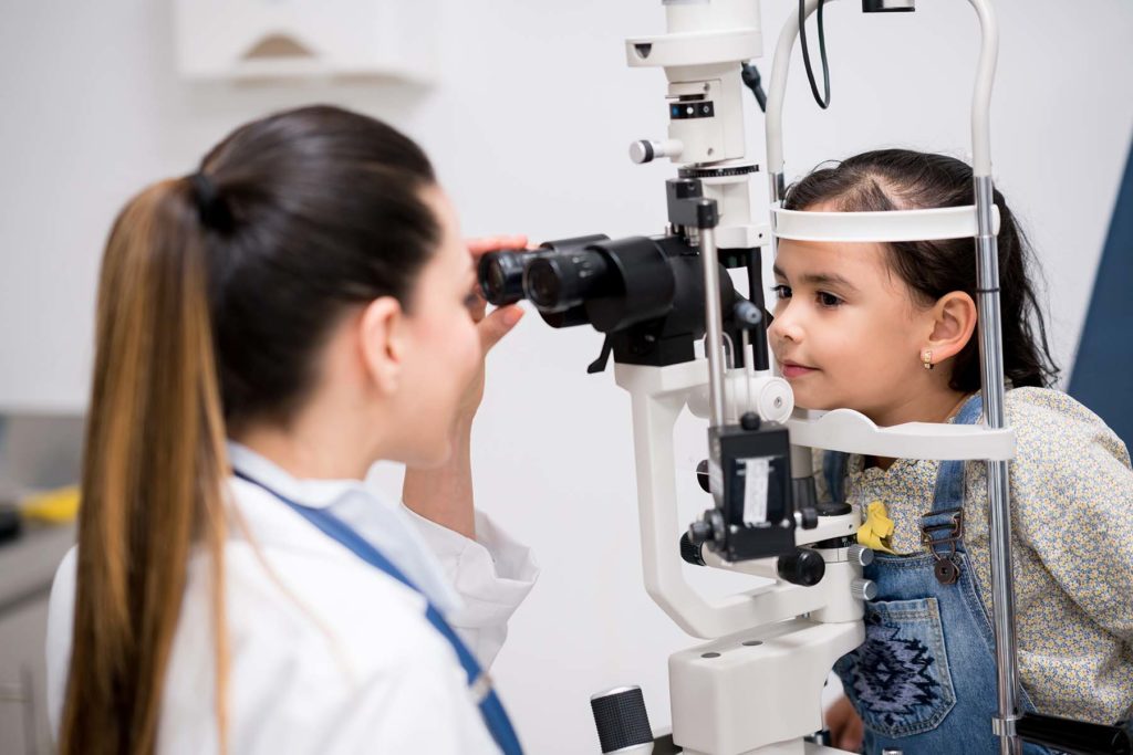 Little girl gets eye exam