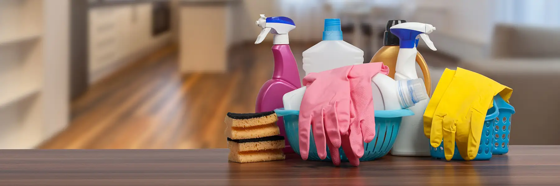 Clean house with cleaning products