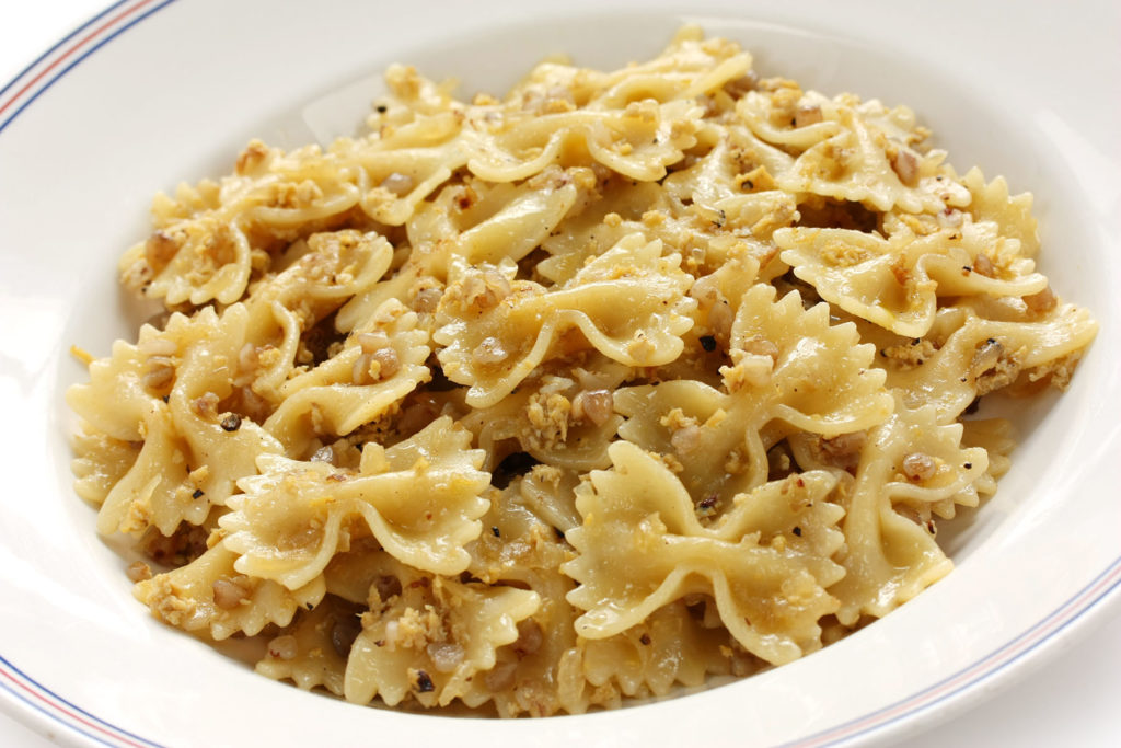 Pasta in a white bowl