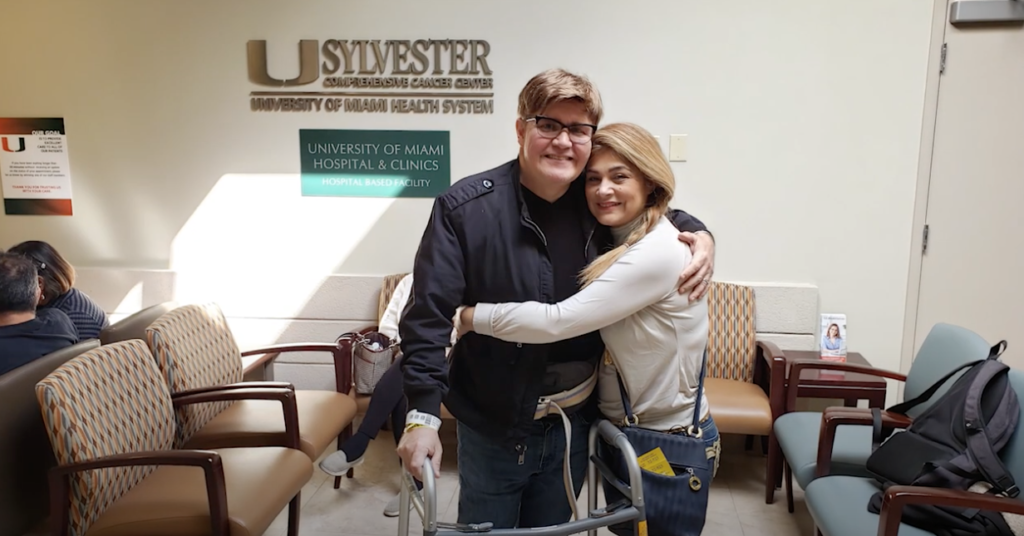 Pacient and wife stand in Sylvester waiting room