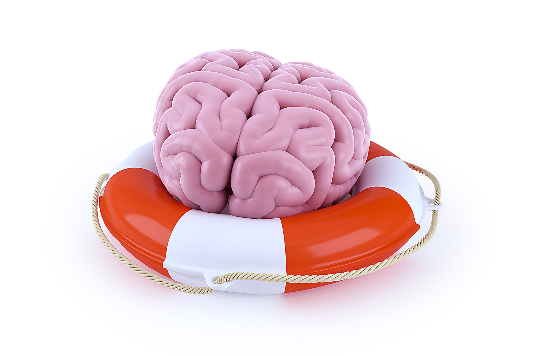 brain in life raft. Health concept