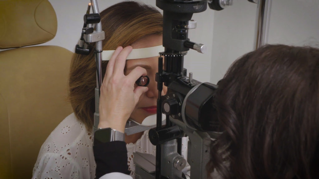 Woman gets eyes checked