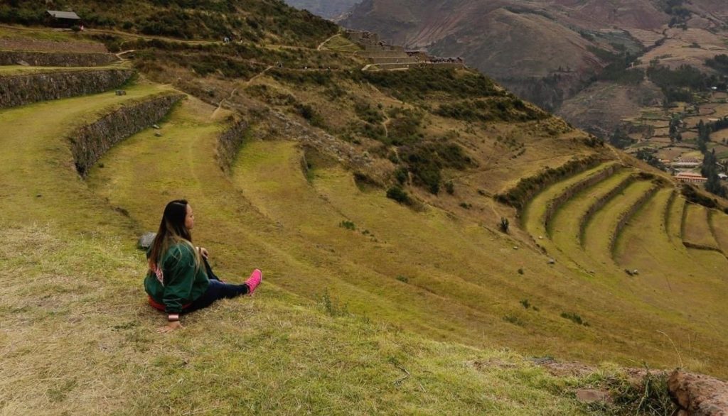 Sylvester nurse Jasmine Sandoval looks out over the scenery in Peru.