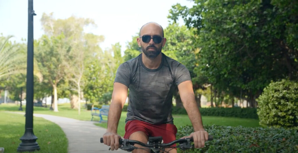 Man riding bike in Miami