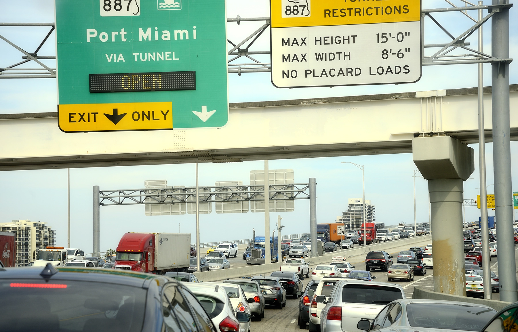 Congested highway in Miami.