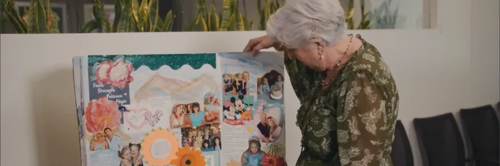 multiple myeloma patient shows off her vision board