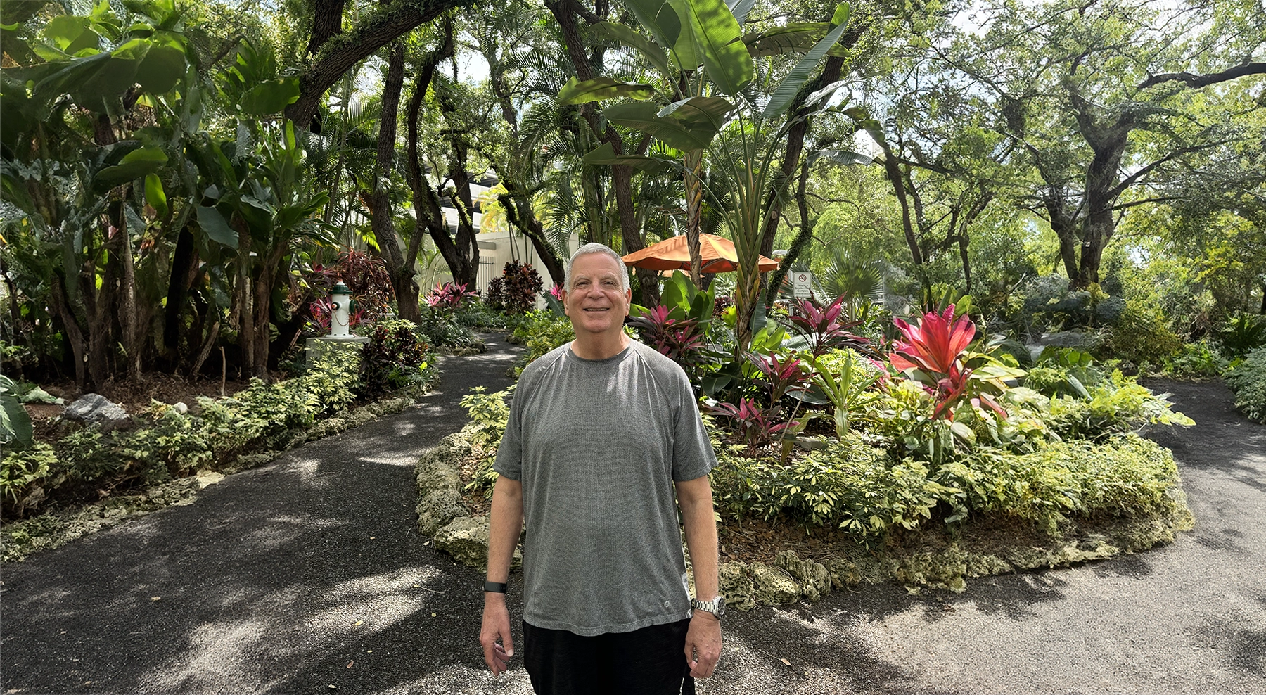 Michael Tyler, a cancer patient at Sylvester Comprehensive Cancer Center, practices yoga regularly and feels stronger.