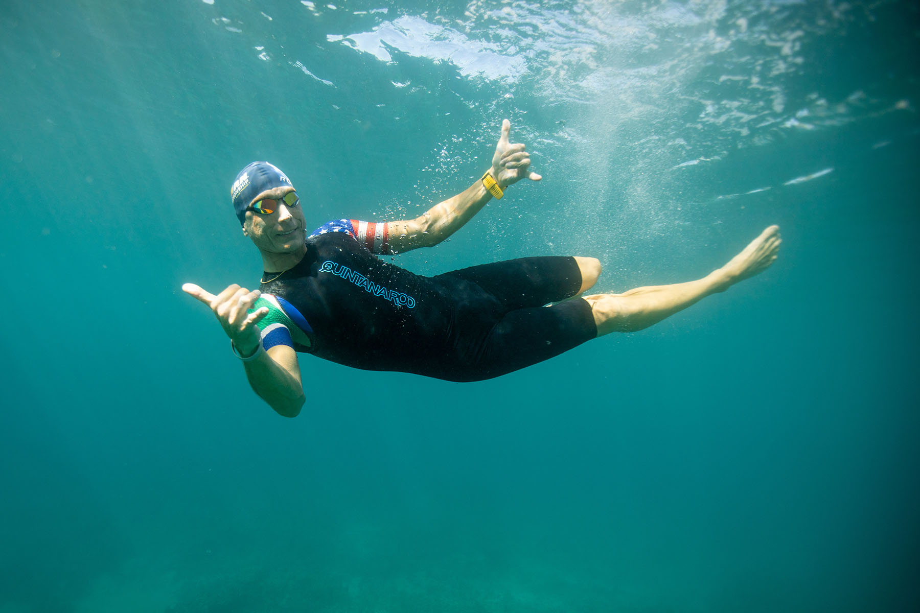 Triathlete Michael Atkinson, swimming in the ocean