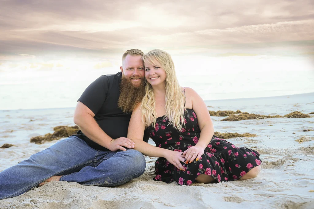 Brian Loy, a brain caer patient at Sylvester Compprehensive Cancer Center, enjoys a photo shoot on the beach with his wife.