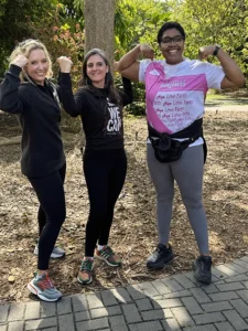 Doctors Tracy Crane and Paola Rossi enjoy exercising in the park with LaShae Rolle.