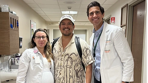 Paul Ringon and doctors at Sylvester Comprehensive Cancer Center