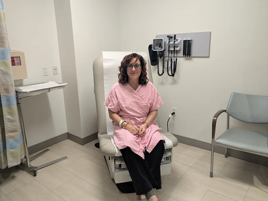 Rochelle Broder Singer in the doctors office for her annual mammogram.
