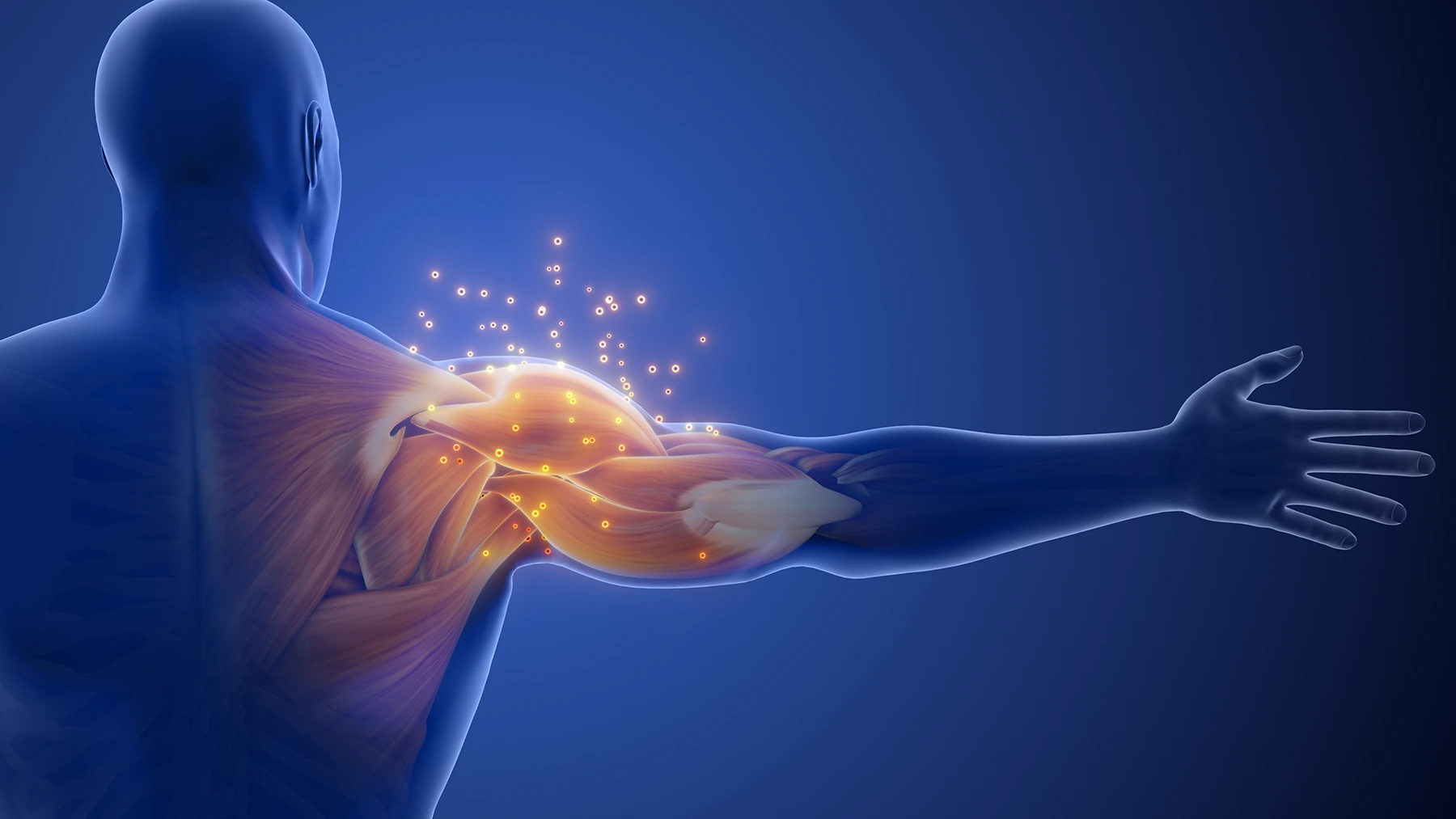Tingling or Sharp Pain in Shoulder Area - stock photo