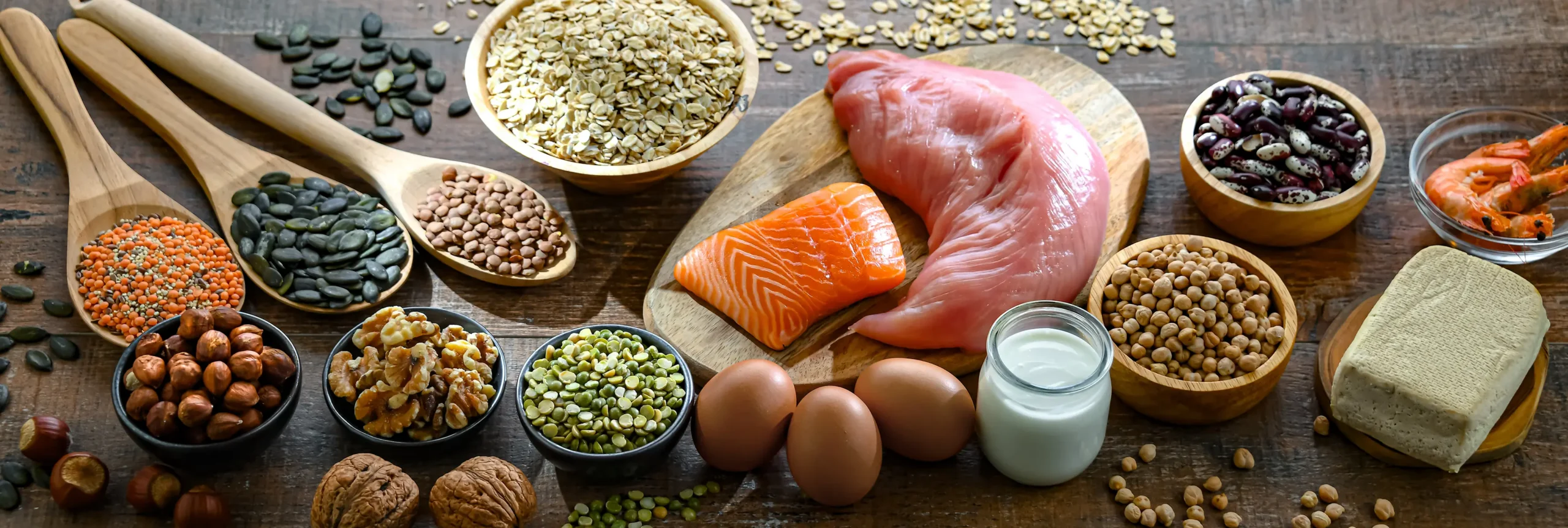 Food products rich in protein. High-protein diet - stock photo