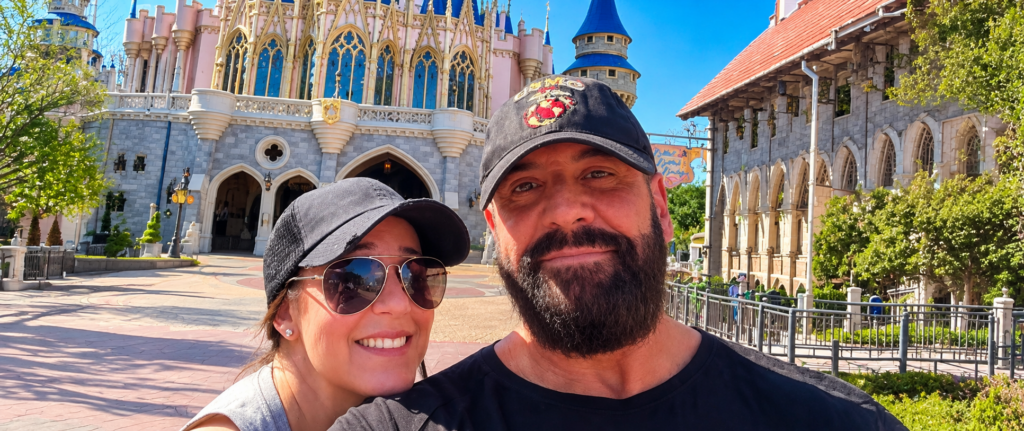 Joseph Gonzalez with his wife, posing for a selfie at Disney World